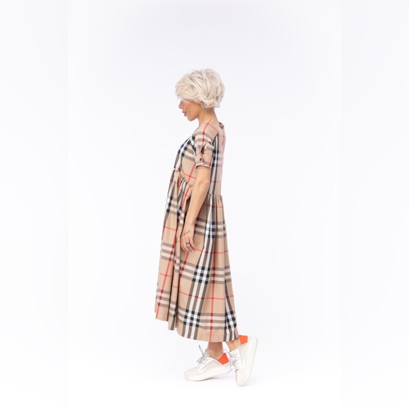 MIDI CHECKED PRINT BABYDOLL DRESS - Picture 8 of 8